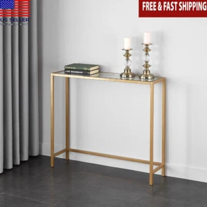 Tempered Glass Metal Console Table Stylish Home Accent Storage Decorative New - Picture 1 of 5