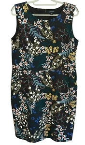 Lands'-End AOP Floral Ponte Sheath Dress 21x39 Black Classy Casual SZ 18 - Picture 1 of 7