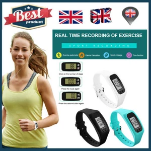 LED Pedometer Bracelet Step Counter Watch 12/24H Time Display ~Outdoor Sports UK - Picture 1 of 29