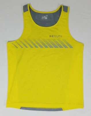 Under Armour Run Armourvent Apollo Running Fitted Tank Top Shirt Mens L Yellow - Image 1 of 4