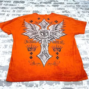 Raw State Shirt Men XXL 2XL Orange Tee Cross Wings MMA Fighter Cyber Punk Adult - Picture 1 of 14