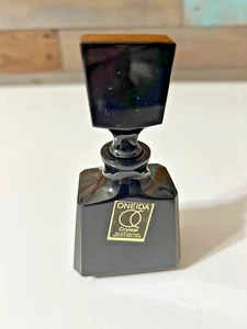Oneida Black Glass Crystal Perfume Bottle 43/4" made in Korea - Picture 1 of 3