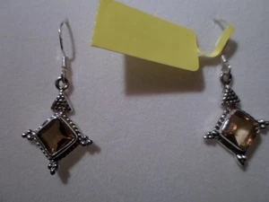 Artisan Crafted Citrine Earrings in 925 Sterling Silver w/Hook Backs-1.50 Carats - Picture 1 of 4