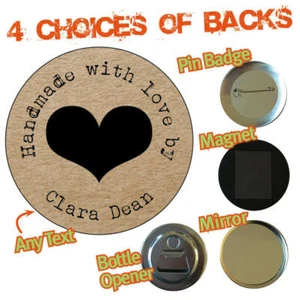 Personalised Thank you Homemade Handmade Badge Magnet Mirror Bottle Opener 449 - Picture 1 of 1