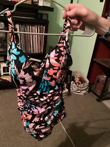 Aqua Green one piece multi colored swimsuit - Picture 1 of 5
