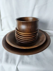 Juego de ensaladas de madera de nogal Vermillion de colección 11 piezas total B65 - Imagen 1 de 10