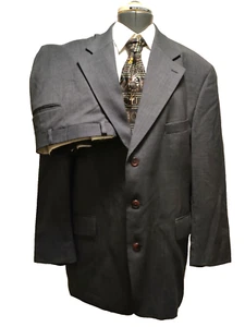 Vtg Chaps Ralph Lauren Mens Gray 100% Pure New Wool Blazer Pants Suit 50R Canada - Picture 1 of 14
