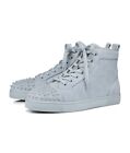 CHRISTIAN LOUBOUTIN Louis Spikes Orlato light blue suede high top sneakers 11 44
