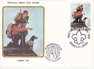 1979 LIBERIA SCOUTING / NORMAN ROCKWELL COMMEM.FDC COVER - CARRY ON BOY / CUB SC - Picture 1 of 1