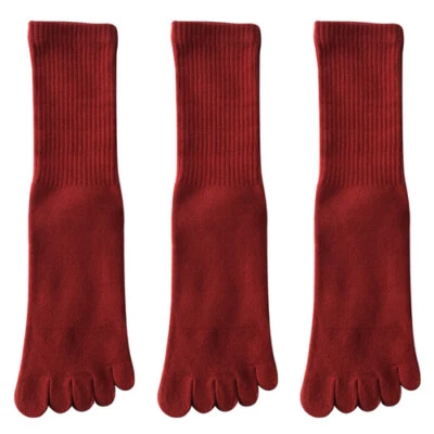 3 Pares Mujeres Niñas Algodón Puntera Calcetines Cinco Dedos Sólidos Informales Cómodos Deportes Foto 1 de 4