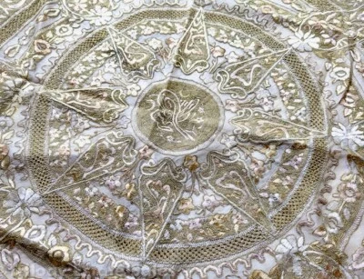 Antique Islamic Ottoman Gold Thread Embroidery Tapestry Tughra Silk Quran Cover - Image 1 of 4