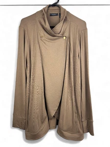 Susan Graver Weekend Jersey Strick Crossover Cardigan Jacke braun Gr. XL Taschen - Bild 1 von 15