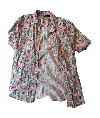 Stranger Things Jim Hopper Hawaiian Shirt Men's XL Pink Green Abstract - Image 1 of 4