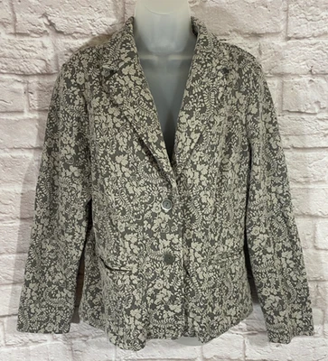 Isaac Mizrahi живой серый блейзер мягкий вязаный цветочный пейсли гобелен печать куртка L - Изображение 1 из 4