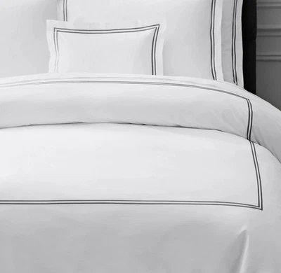 Funda nórdica derecha restauración herrajes KING hotel italiano satinado BLANCO con niebla Foto 1 de 4