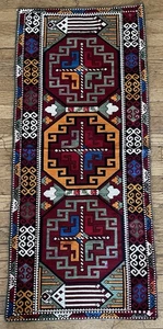 Vintage usbekischer Lakai Mafrash Textil bestickt Panel Wandteppich Suzani 41” x 18” - Bild 1 von 16