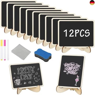 Kreidetafel Memotafel mit Ständer, 12 Kleine Tafel, Mini Tafeln kreidetafeln,  - Bild 1 von 4