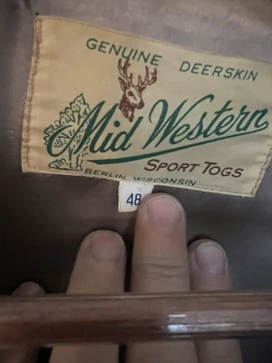 Mid Western Sport Togs Brown Deerskin Jacket, Size Xl￼ - Image 1 of 4