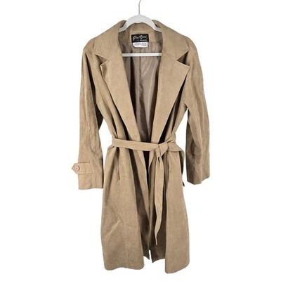 Gabardina vintage Wilson larga de gamuza de cuero con lazo tostado para mujer 14 retro Foto 1 de 4