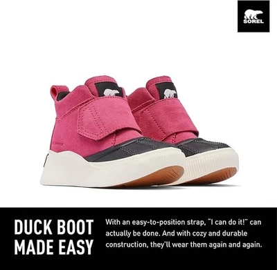 Bota rosa impermeable con correa SOREL para niños pequeños talla 5 Out N About lV Foto 1 de 4