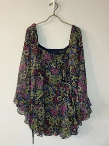 NWT Dolls Kill Current Mood It's A Wild World Mini Dress Floral Hippie Boho XL - Picture 1 of 13