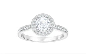 Swarovski 5409187 Anello Angelic Rotondo Bianco Placcato Rodio Taglia 58 - Foto 1 di 1