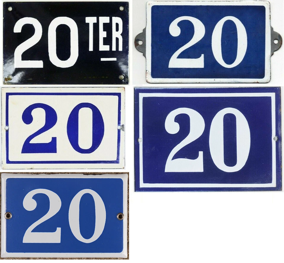 Antiga casa francesa azul número 20 porta portão parede cerca placa placa placa - Imagem 1 de 1