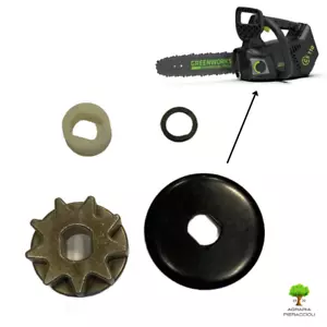 PIGNONE TRASCINAMENTO CATENA GREENWORKS PER MOTOSEGA GD40TCS RICAMBIO ORIGINALE - Imagen 1 de 2