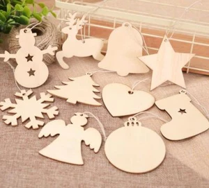 Christmas Wooden Snowflake Tree Decor DIY Craft Hanging Bauble Blank Shapes Xmas - Picture 1 of 24