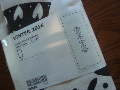 Ikea VINTER Tablecloth White Gray 57 x 126'' Cotton White Dining Table Linen NEW - Image 1 of 4