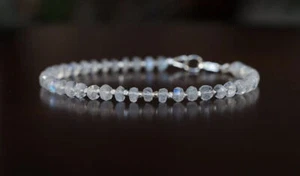 Brazalete facetado Rondelle piedra lunar arco iris llamativo azul natural A++ 7" - Imagen 1 de 9