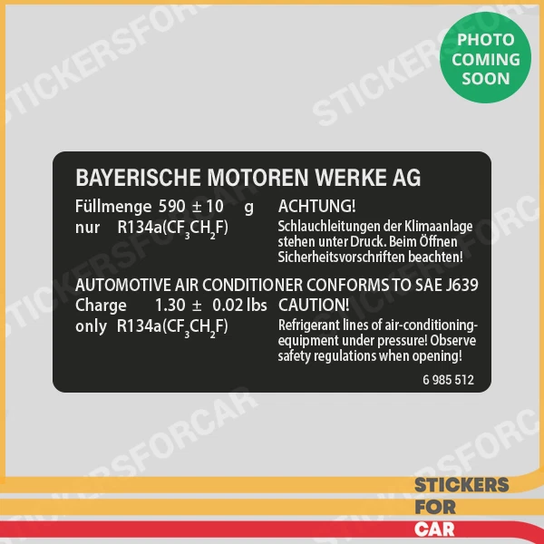 BMW Air Conditioner Label Sticker 9174633 - Image 1 of 1