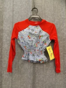 Vtg 1970s NEW NWT Whimsy Cat Floral Cotton Cropped Length Long Sleeve Top Sz 12  - Picture 1 of 6
