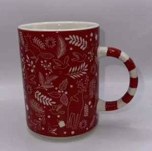 Starbucks Christmas Holiday Mug Dove Deer Fox Candy Cane Stripe Handle EUC - Picture 1 of 6