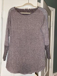 Soft Surroundings Bailey Pink/gray waffle knit long sleeve shirt size M - Picture 1 of 8