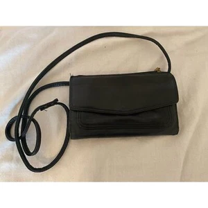 Fossil Black Leather Crossbody Bag Wallet Organizer Credit Card Slots Coins - Picture 1 of 15