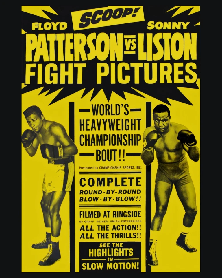 Floyd Patterson vs Sonny Liston - 1962 Fight Poster, 8"x10" Photo - Image 1 of 1