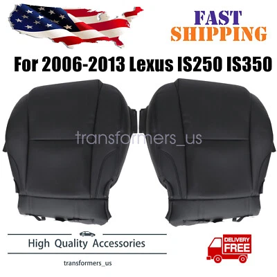 For 2006-2013 Lexus IS250-IS350 DRIVER PASSENGER Bottom Seat Cover Leather Black - Image 1 of 4