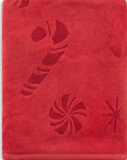 Martha Stewart Red Collection Candy Cane Carved Bath Towel, 30" X 54"