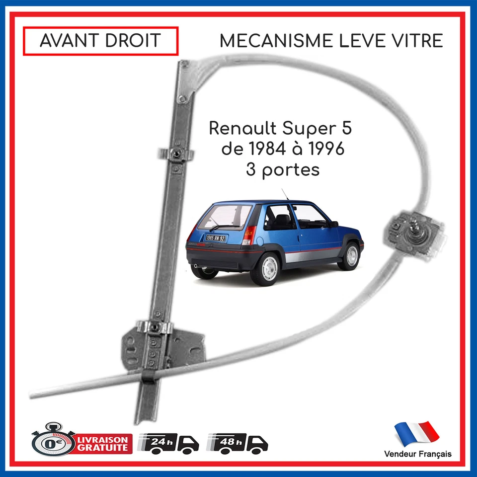 Alzacristallo anteriore destro Renault Super 5 con 3 porte 1984 a 1996 027032