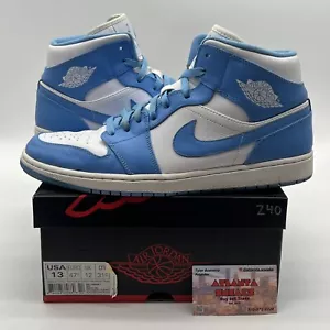Size 13 - Air Jordan 1 Mid UNC - White Blue Leather (554724-106) - Picture 1 of 9