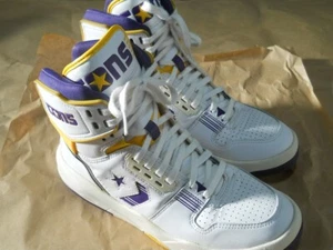 Zapatilla deportiva Converse ERX-400 EW HI retro canasta blanca/púrpura/amarilla US8 sin plantilla en muy buena condición - Imagen 1 de 23
