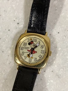 Vtg Disney Pulsar Minnie Mouse Watch Women 24mm Gold Tone V810-0890 New Battery - Picture 1 of 6