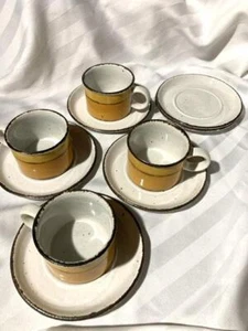 MIDWINTER England SUN 10 Pc CUPS & SAUCERS Stonehenge WEDGWOOD Vintage EXCELLENT - Picture 1 of 5