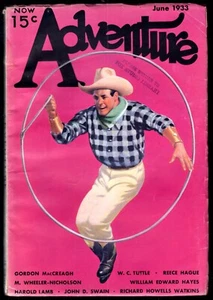 Abenteuer ~ Juni 1933 v86 #6 FUCHS BRIEFMARKE Delano rosa Cowboy Vintage Zellstoff Magazin - Bild 1 von 2