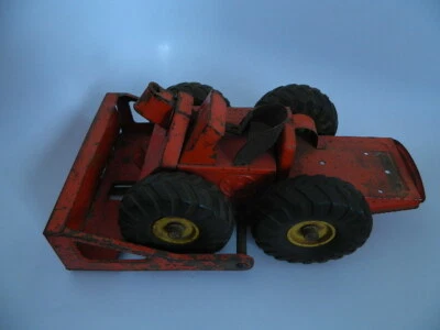 Vintage 1950's NYLint NY Lint Toys Orange Heavy Pressed Metal Bull Dozer Truck - Image 1 of 4