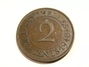 Seychelles 1948 2 Cents Coin - Picture 1 of 5