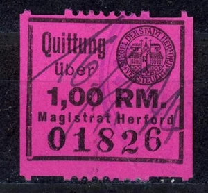 Germany local revenue Herford fiscal Stempelmarke - Picture 1 of 1