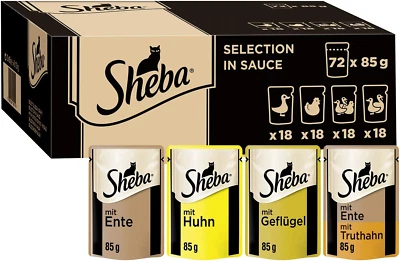 Sheba Delikatesse in Sauce Katzen Futter Nassfutter Geflügelauswahl 72 x 85 g - Bild 1 von 4