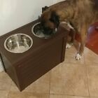 Stainless Steel Double Pet Bowls Raised Feeding Storage Station Large Dogs USA